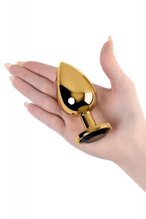 Gold anal plug TOYFA Metal with pink round-shaped gem Gold anal plug TOYFA Metal with pink round-shaped gem
