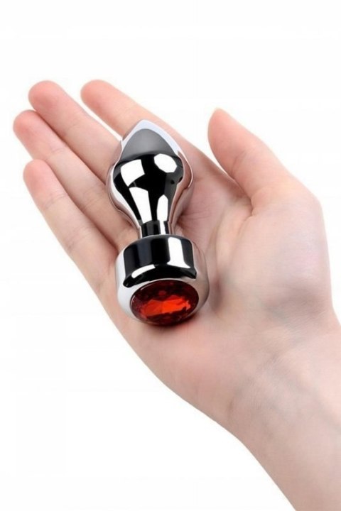 Silver anal plug TOYFA Metal with red round-shaped gem Silver anal plug TOYFA Metal with red round-shaped gem