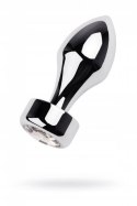 Silver anal plug TOYFA Metal with white round-shaped gem