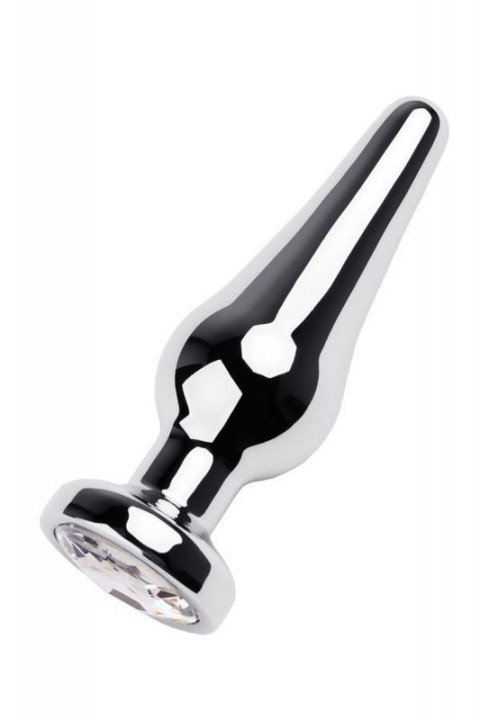 Silver anal plug TOYFA Metal with white round-shaped gem, length 9 cm, diameter 1,5-4 cm, weight 205 gr Silver anal plug TOYFA Metal with white round-shaped gem, length 9 cm, diameter 1,5-4 cm, weight 205 gr