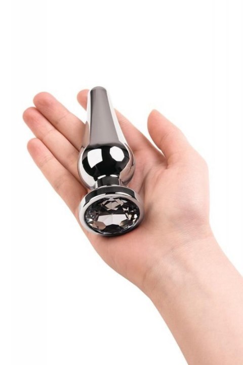 Silver anal plug TOYFA Metal with white round-shaped gem, length 9 cm, diameter 1,5-4 cm, weight 205 gr Silver anal plug TOYFA Metal with white round-shaped gem, length 9 cm, diameter 1,5-4 cm, weight 205 gr