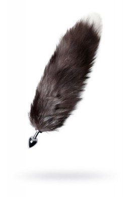 Silver anal plug with a fox tail