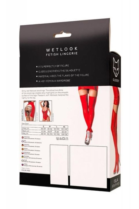 Wetlook Glossy Isla stockings - red M Wetlook Glossy Isla stockings - red M