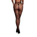 Heart Patterned Tights - One Size - Black