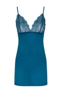 Anamell Turquoise/Turkusowa damska koszulka nocna satynowa LivCo Corsetti Fashion rozmiar - XXL BLUE