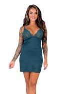Anamell Turquoise/Turkusowa damska koszulka nocna satynowa LivCo Corsetti Fashion rozmiar - XXL BLUE