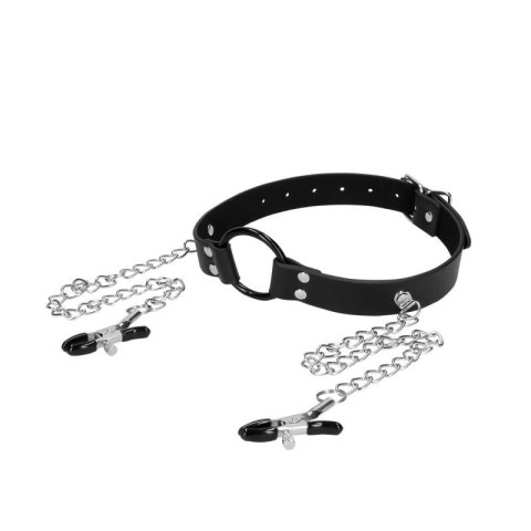 O-Ring Gag with Nipple Clamps O-Ring Gag with Nipple Clamps
