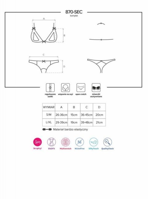 Bielizna-870-SEC-3 komplet 2-częściowy S/M Bielizna-870-SEC-3 komplet 2-częściowy S/M