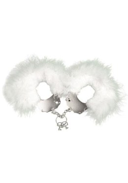 Kajdanki-Śmieszna zabawka-kadanki - Metallic Handcuffs,feather cov.. White
