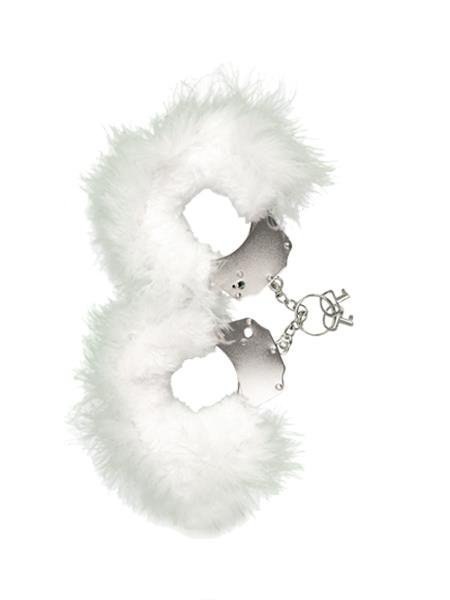 Kajdanki-Śmieszna zabawka-kadanki - Metallic Handcuffs,feather cov.. White Kajdanki-Śmieszna zabawka-kadanki - Metallic Handcuffs,feather cov.. White