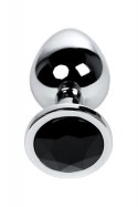 Silver anal plug TOYFA Metal with black round-shaped gem