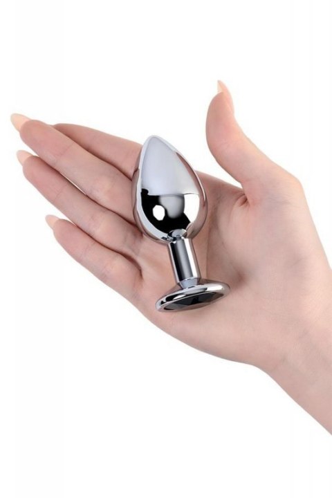 Silver anal plug TOYFA Metal with black round-shaped gem Silver anal plug TOYFA Metal with black round-shaped gem