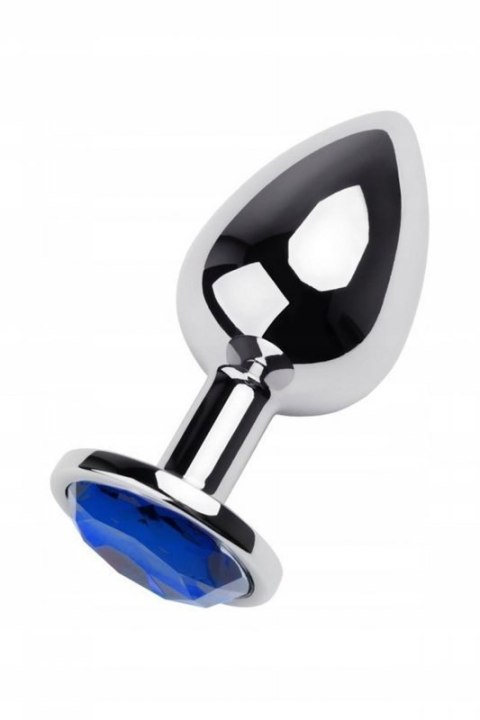 Silver anal plug TOYFA Metal with blue round-shaped gem Silver anal plug TOYFA Metal with blue round-shaped gem