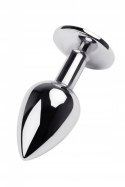 Silver anal plug TOYFA Metal with blue round-shaped gem