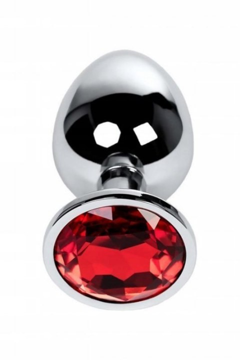 Silver anal plug TOYFA Metal with red round-shaped gem, Silver anal plug TOYFA Metal with red round-shaped gem,