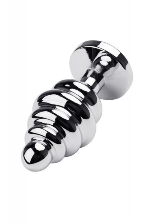 Silver anal plug with red gem Silver anal plug with red gem