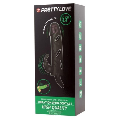 PRETTY LOVE - PENIS SLEEVE WITH BALL STRAP vibration BLACK PRETTY LOVE - PENIS SLEEVE WITH BALL STRAP vibration BLACK