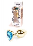 Plug-Jewellery Gold Heart PLUG- Light Blue