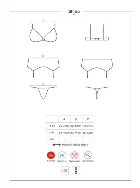 Bielizna-Shibu komplet 3-częściowy czarny S/M Bielizna-Shibu komplet 3-częściowy czarny S/M
