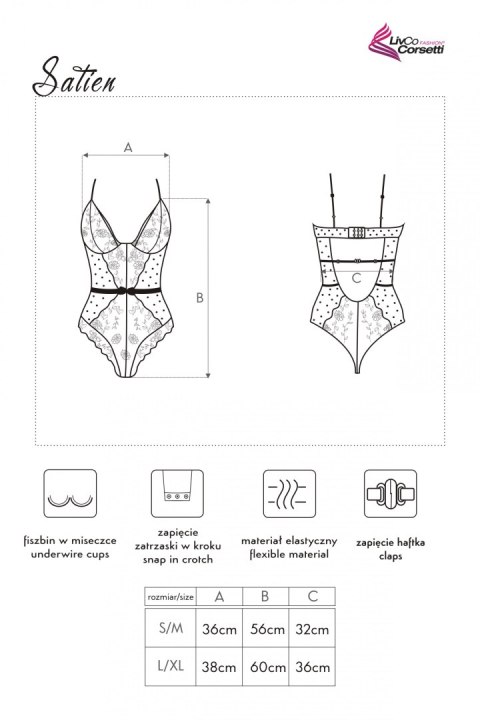 Body Satien LC 90553 Black Czarny Collection LivCo Corsetti Fashion rozmiar - S/M CZARNY Body Satien LC 90553 Black Czarny Collection LivCo Corsetti Fashion rozmiar - S/M CZARNY