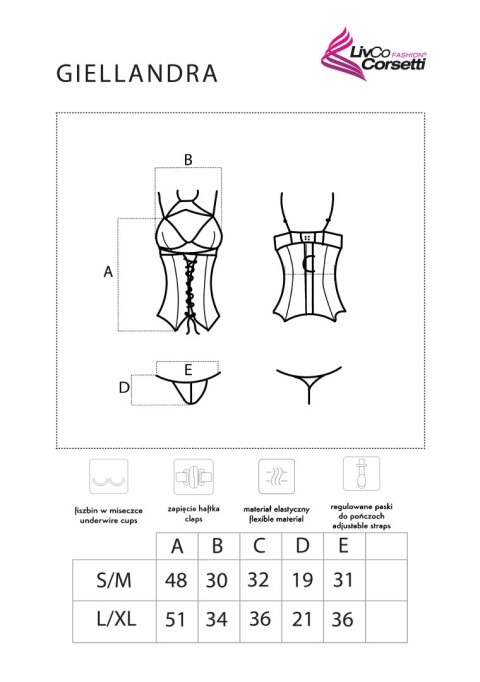 Gorset Giellandra Black Czarny For The Senses Collection LivCo Corsetti Fashion rozmiar - L/XL BLACK Gorset Giellandra Black Czarny For The Senses Collection LivCo Corsetti Fashion rozmiar - L/XL BLACK