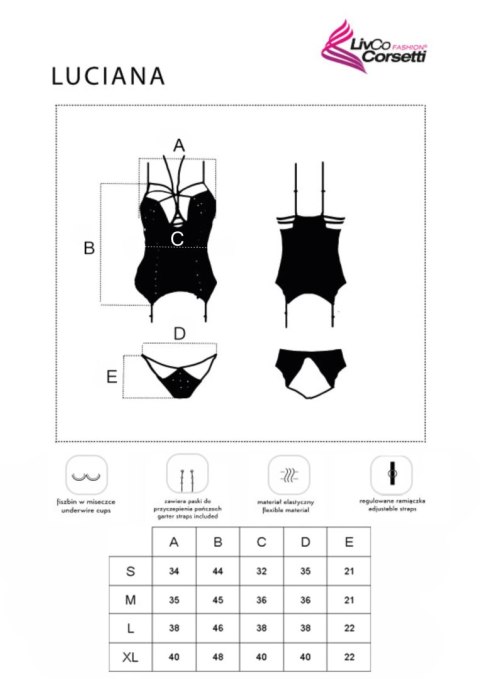 Gorset Luciana Shades of Black Czarny Collection LivCo Corsetti Fashion rozmiar - M BLACK Gorset Luciana Shades of Black Czarny Collection LivCo Corsetti Fashion rozmiar - M BLACK